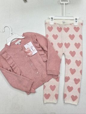 btween Soft Pink Knit Cardigan with Heart Buttons